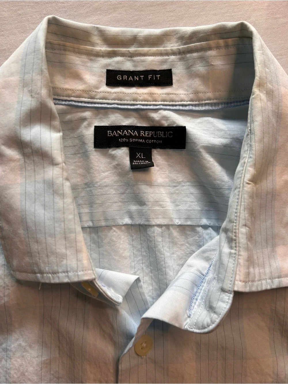 Banana Republic Grant Fit Blue Supima Cotton Dress Shirt